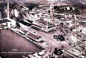 Bone - Vue aerienne - Port - Gare - Entree Cours Bertagna - 1956